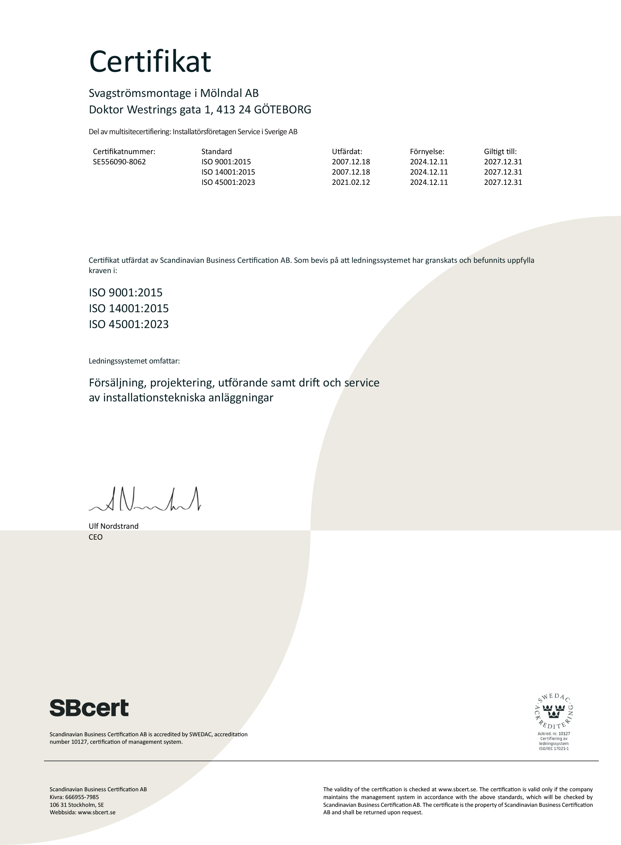 Certifikat svagström